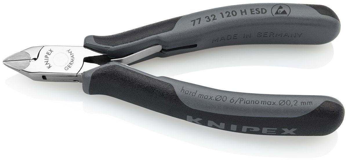Kìm cắt cạnh chân linh kiện carbide KNIPEX 77 32 120 H ESD, dài 120mm
