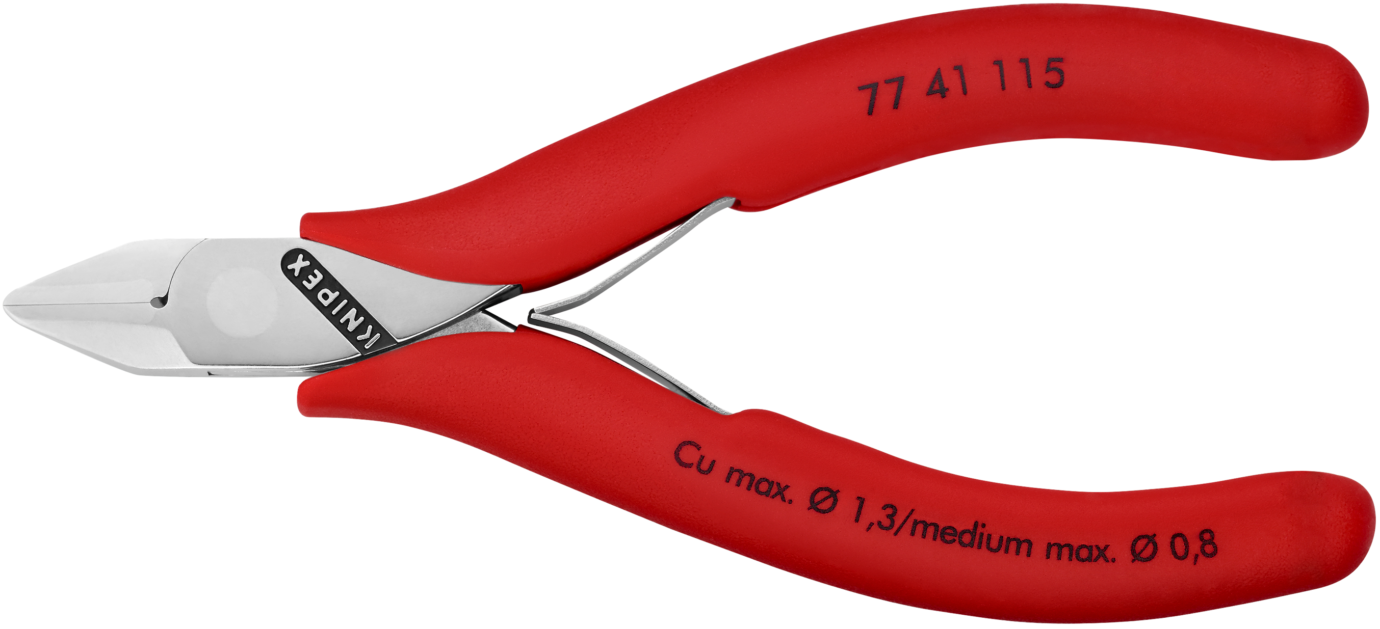 KNIPEX 77 41 115 Electronics Diagonal Cutter with box joint 115 mm with non-slip plastic grips mirror polished thumbnail 4