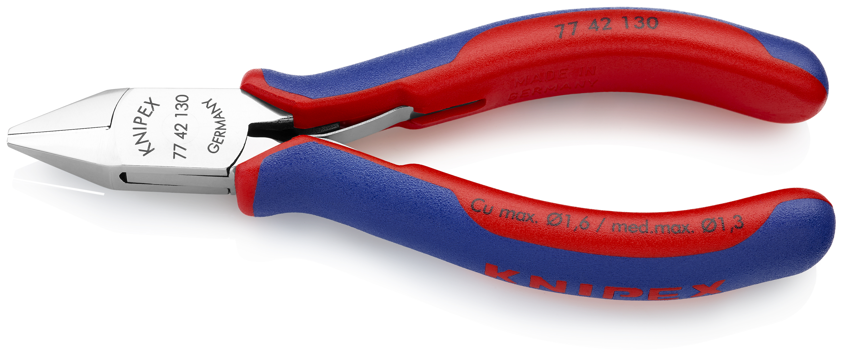 KNIPEX 77 42 130 Electronics Diagonal Cutter with box joint 130 mm with multi-component handles mirror polished thumbnail 2