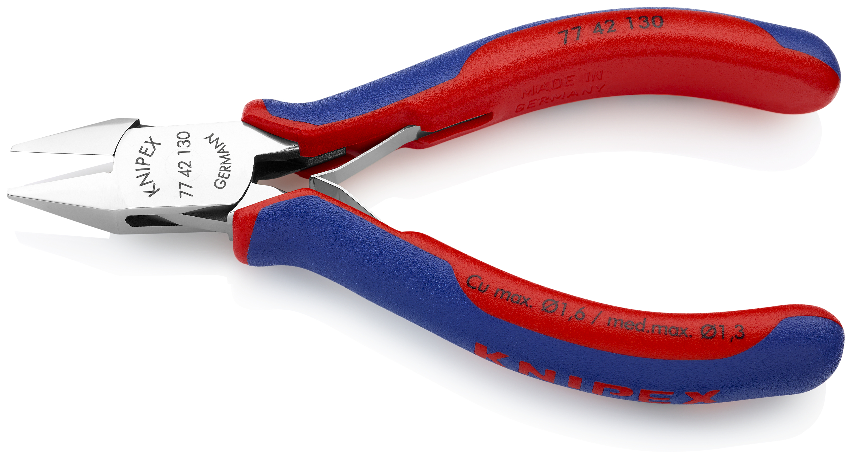 KNIPEX 77 42 130 Electronics Diagonal Cutter with box joint 130 mm with multi-component handles mirror polished