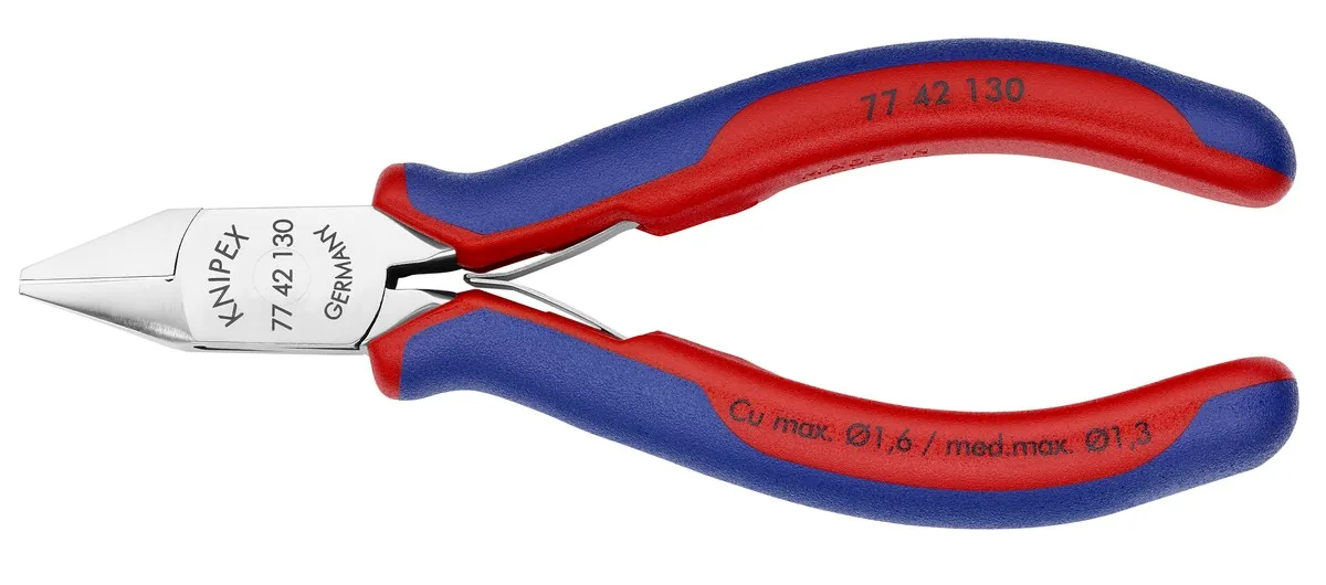 KNIPEX 77 42 130 Electronics Diagonal Cutter with box joint 130 mm with multi-component handles mirror polished thumbnail 4