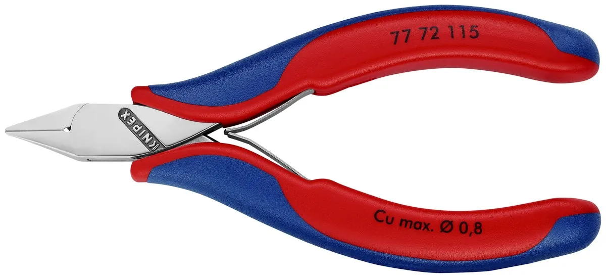 KNIPEX 77 72 115 Electronics Diagonal Cutter with box joint 115 mm with multi-component handles mirror polished thumbnail 5