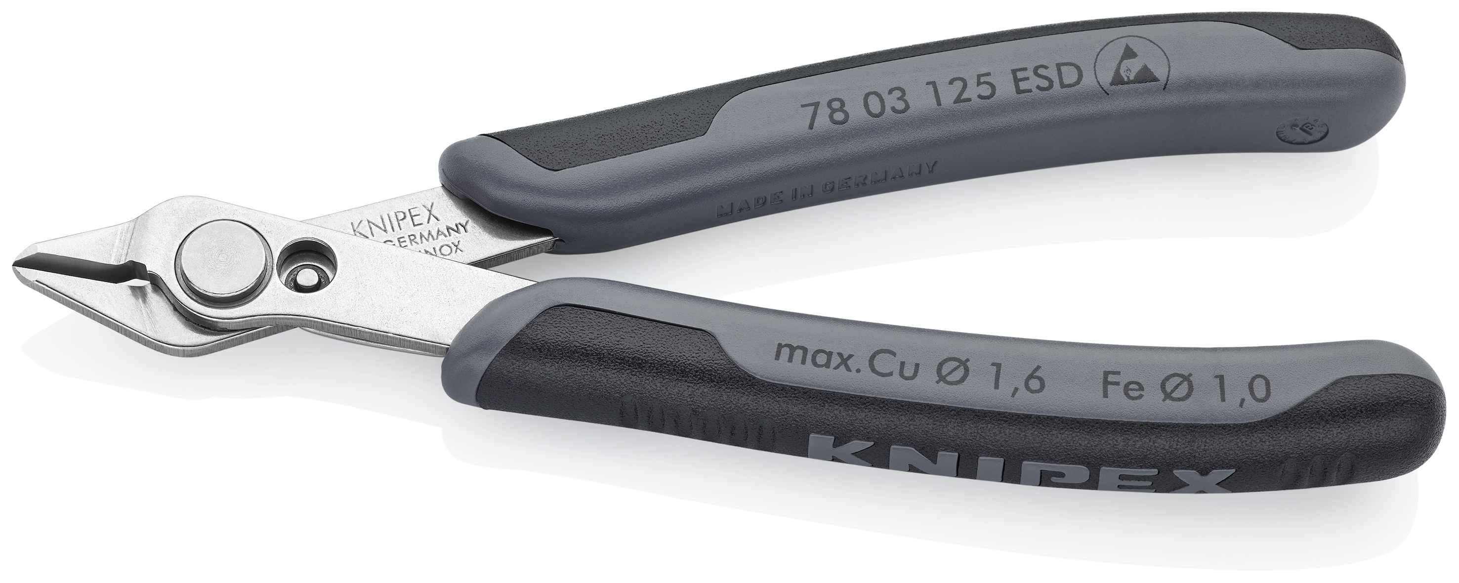 KNIPEX 78 03 125 ESDSB Electronic Super Knips® ESD 125 mm with multi-component handles polished thumbnail 3