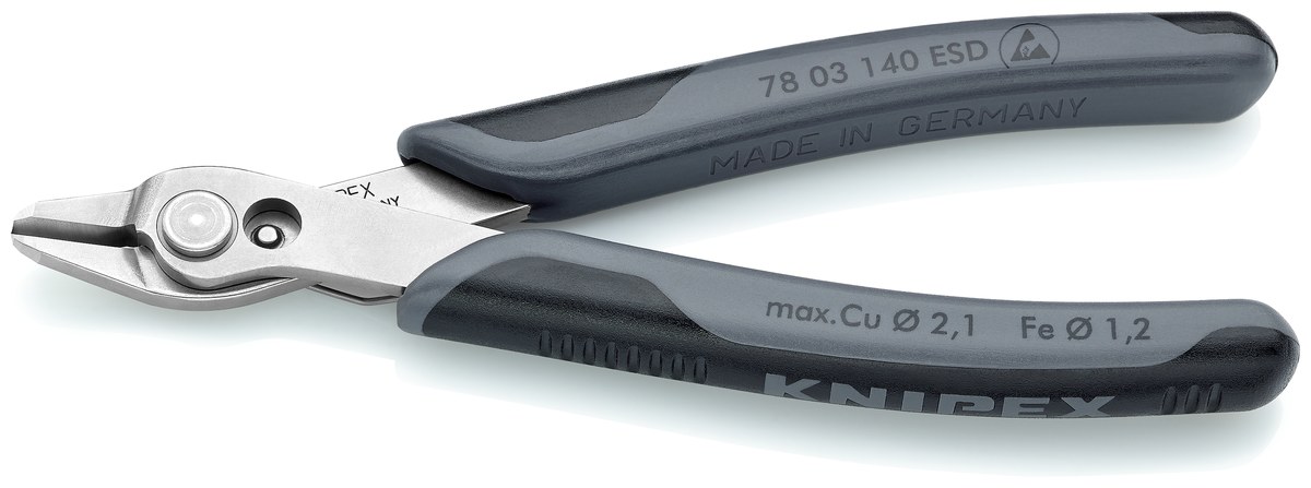 Kìm cắt chân linh kiện sát mép Super Knips KNIPEX 78 03 140 ESD, dài 140mm