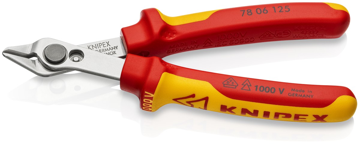 Kìm cắt chân linh kiện sát mép Super Knips KNIPEX 78 06 125 SB, dài 125mm