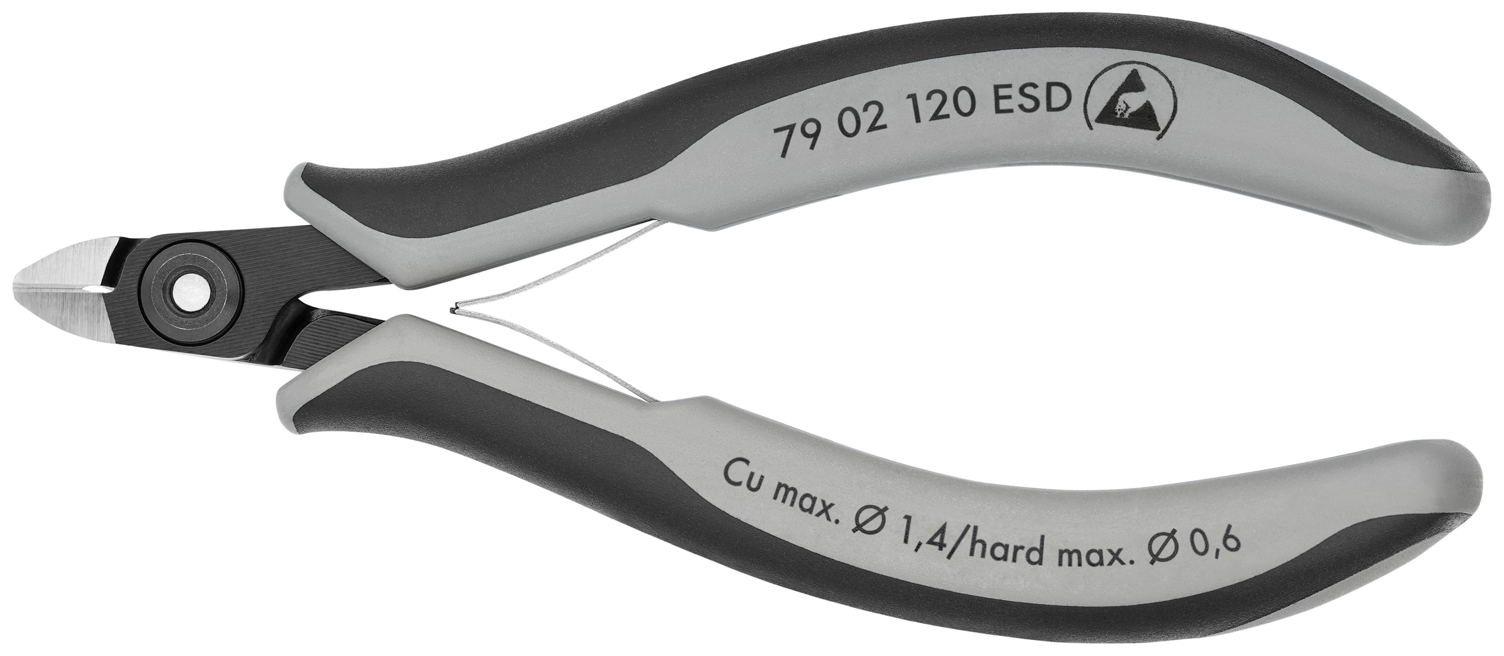 KNIPEX 79 02 120 ESD Precision Electronics Side Cutter ESD 120 mm burnished with multi-component handles polished