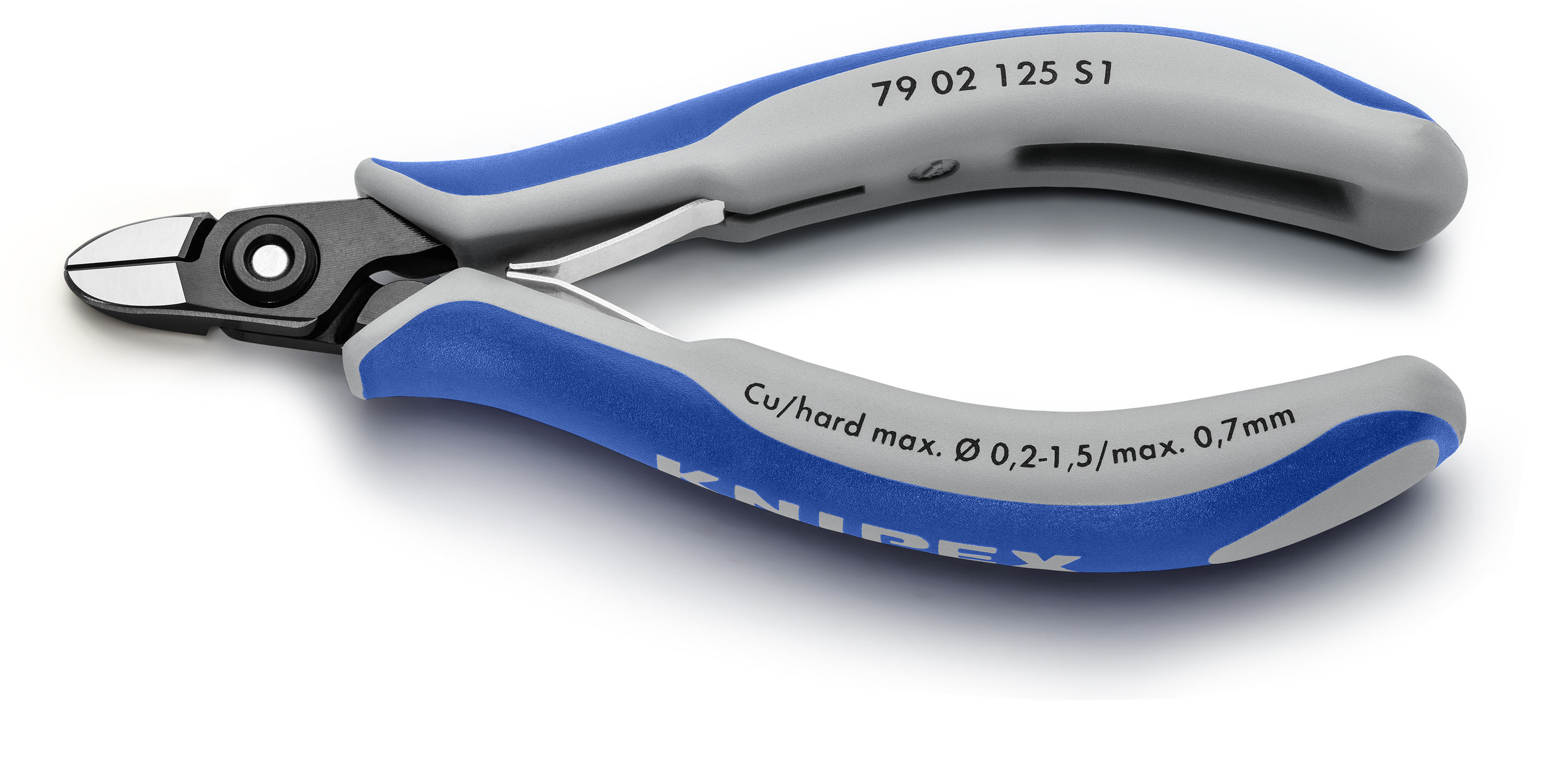 KNIPEX 79 02 125 S1 Precision Electronics Diagonal Cutter e.g. for opening plastic cable connectors 125 mm burnished with multi-component handles polished