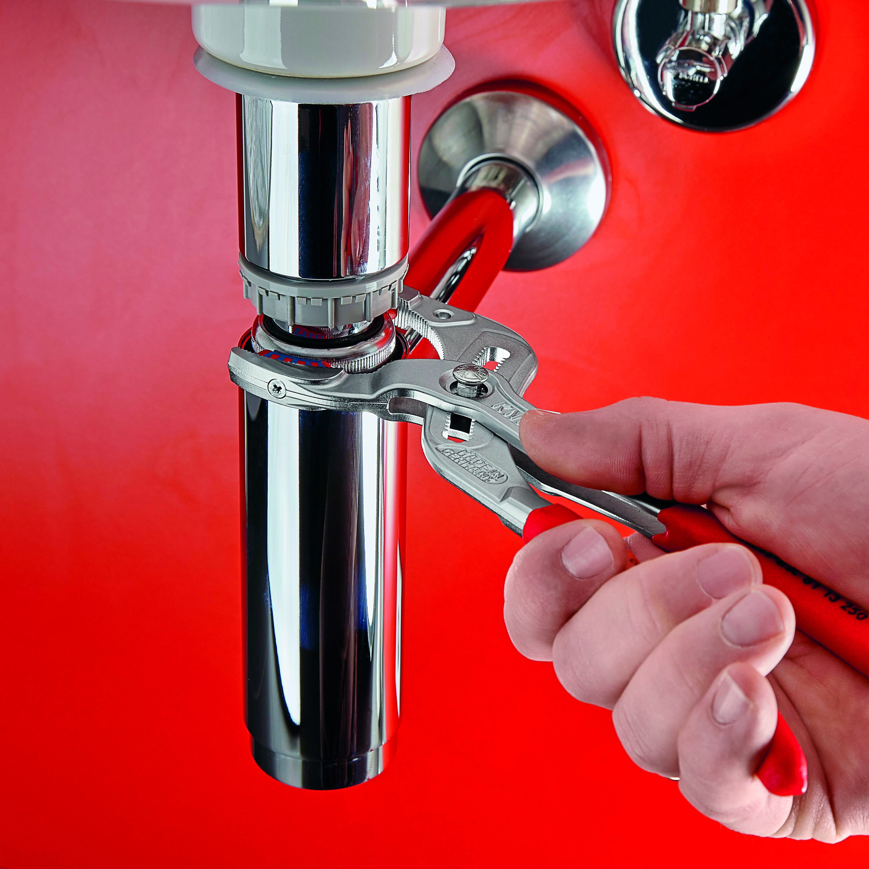 KNIPEX 81 13 250 SB Siphon and Connector Pliers 250 mm chrome-plated with non-slip plastic coating chrome-plated thumbnail 5