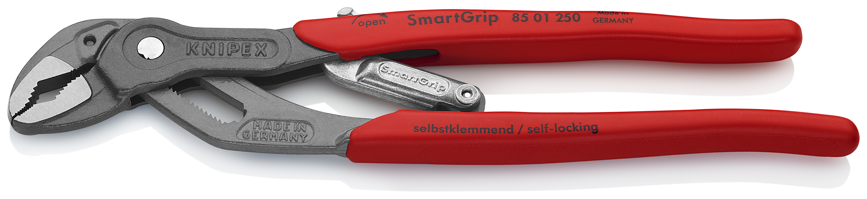 KNIPEX 85 01 250 SB SmartGrip® Water Pump Pliers with automatic adjustment 250 mm grey atramentized with non-slip plastic coating polished
