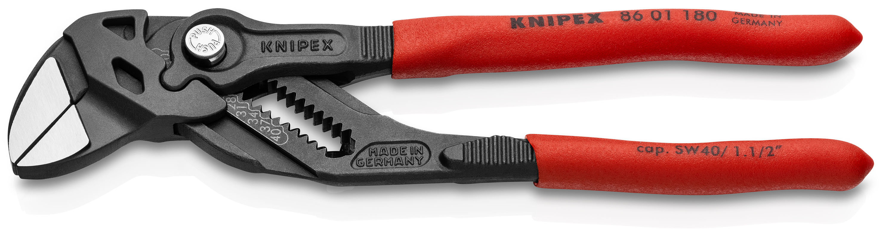 KNIPEX 86 01 180 SB Pliers Wrench pliers and a wrench in a single tool 180 mm grey atramentized with non-slip plastic coating polished