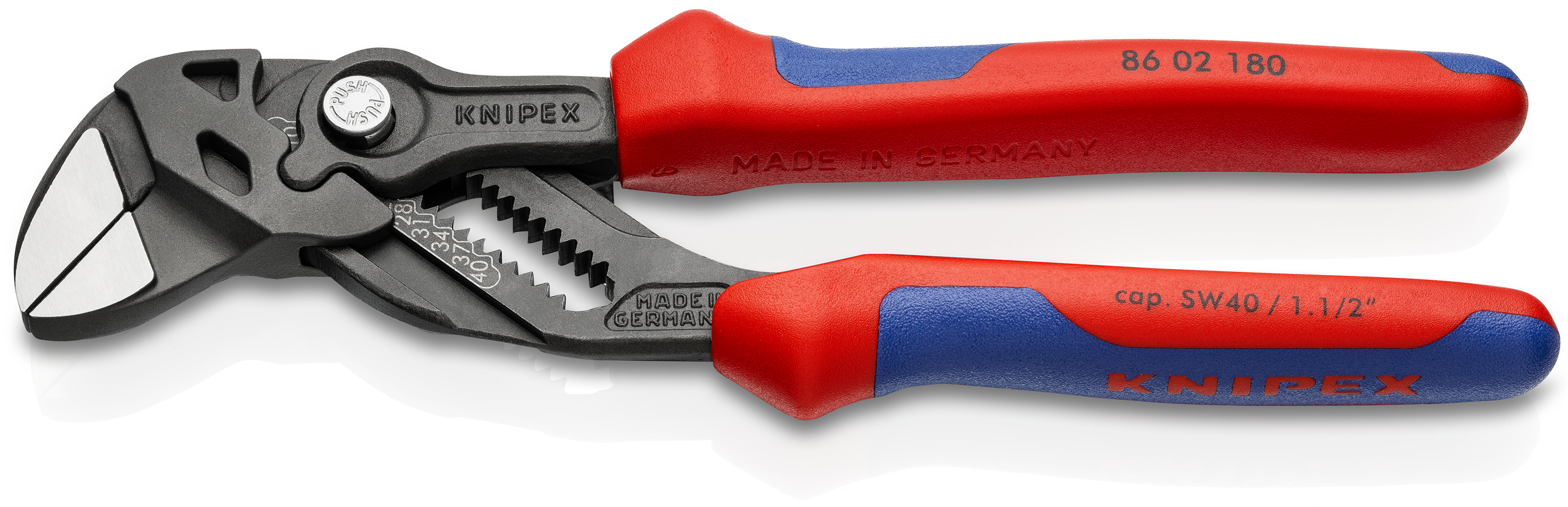 KNIPEX 86 02 180 Pliers Wrench pliers and a wrench in a single tool 180 mm grey atramentized with comfort handles polished