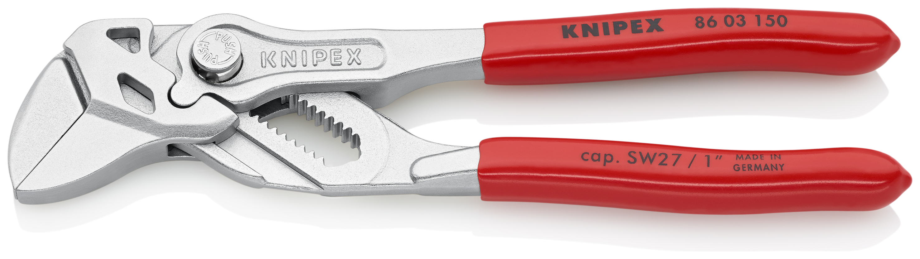 KNIPEX 86 03 150 SB Pliers Wrench pliers and a wrench in a single tool 150 mm chrome-plated with plastic coating chrome-plated