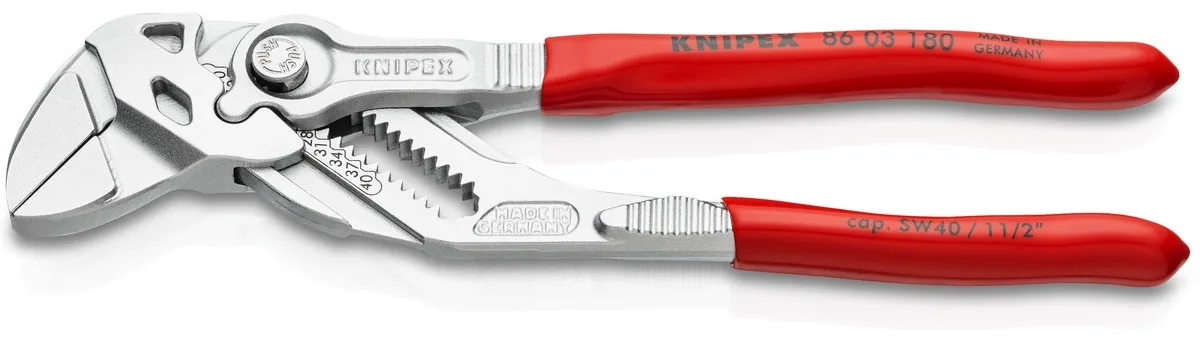 KNIPEX 86 03 180 Pliers Wrench pliers and a wrench in a single tool 180 mm chrome-plated with plastic coating chrome-plated thumbnail 2