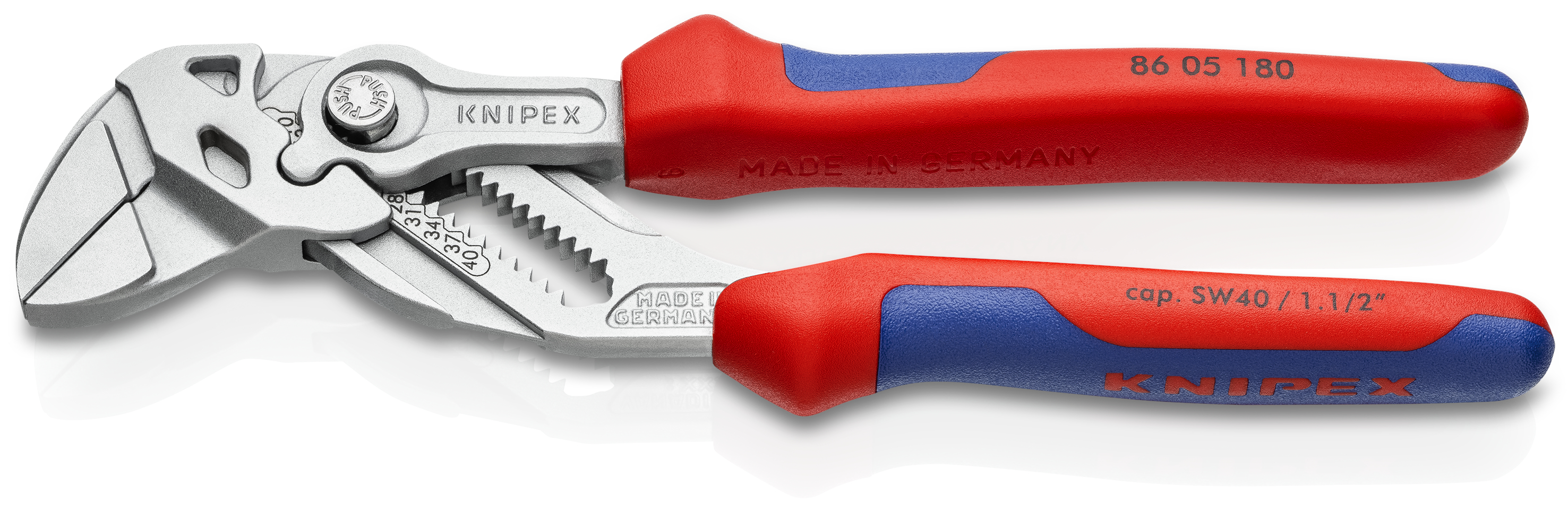 KNIPEX 86 05 180 SB Pliers Wrench pliers and a wrench in a single tool 180 mm chrome-plated with comfort handles chrome-plated
