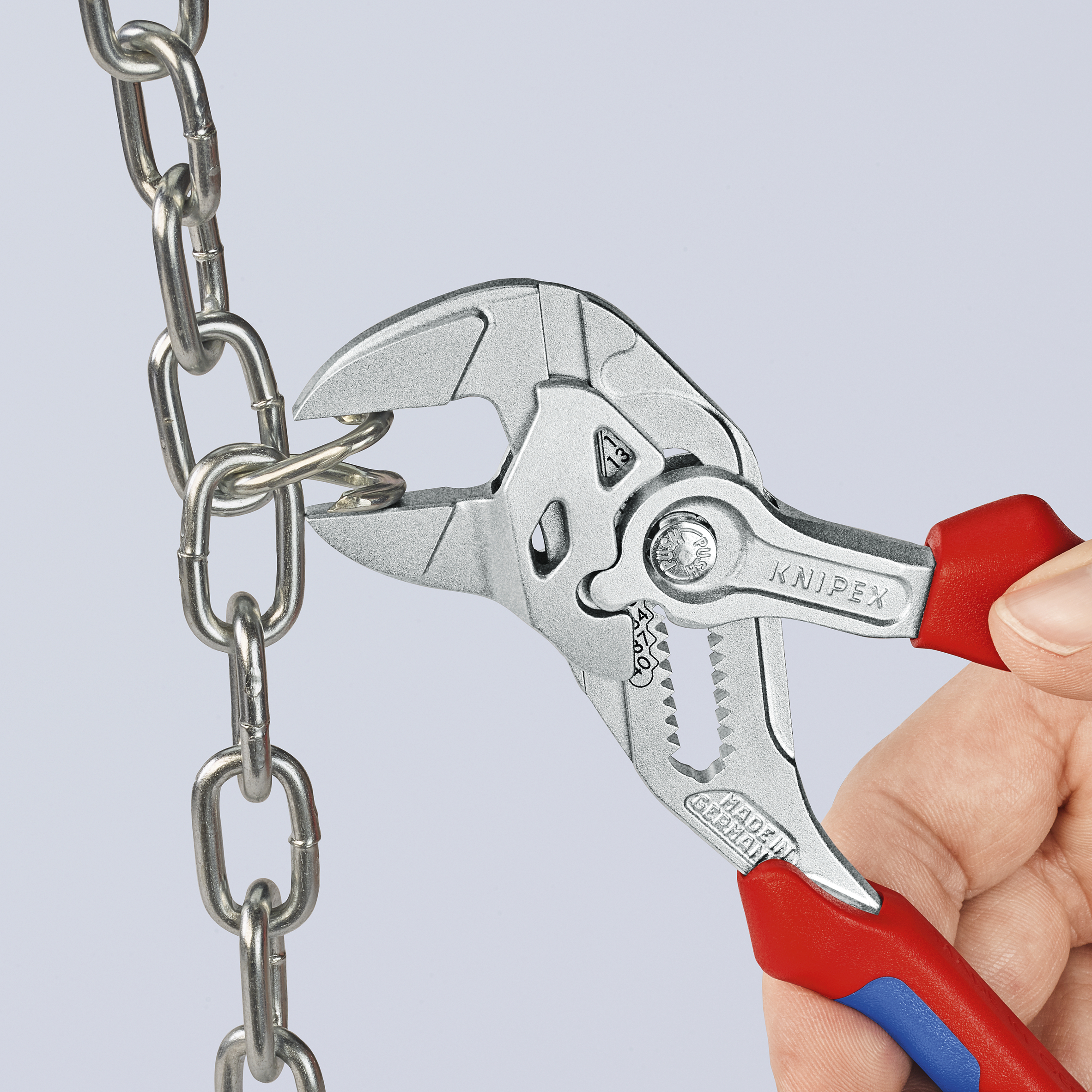 KNIPEX 86 05 180 T Pliers Wrench pliers and a wrench in a single tool 180 mm chrome-plated with multi-component grips, with integrated tether attachment point for a tool tether chrome-plated thumbnail 4