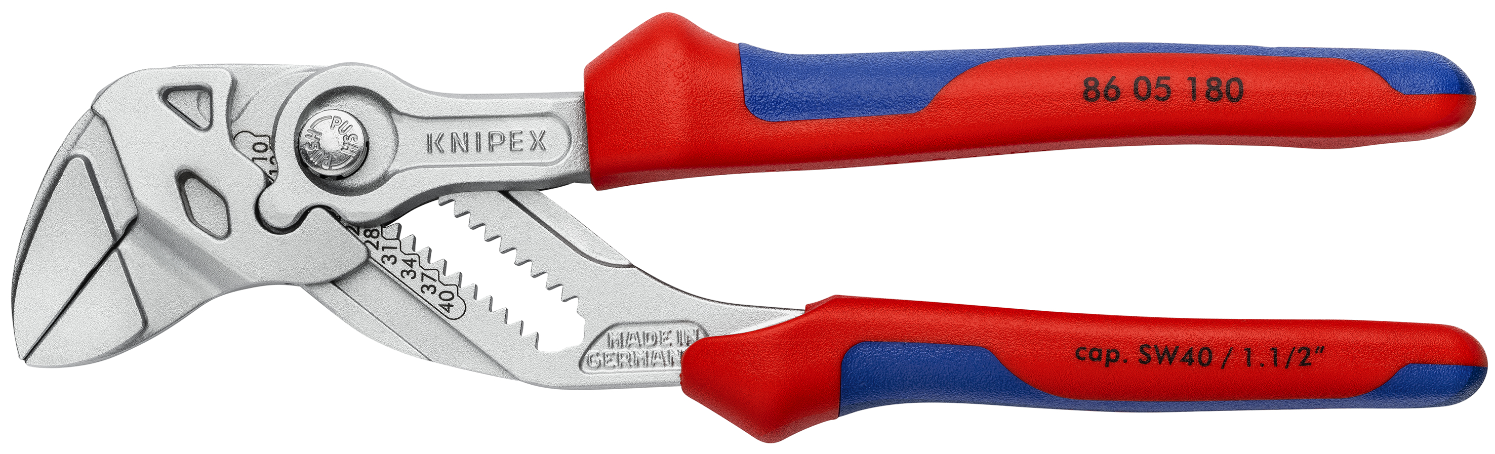 KNIPEX 86 05 180 Pliers Wrench pliers and a wrench in a single tool 180 mm chrome-plated with comfort handles chrome-plated thumbnail 3