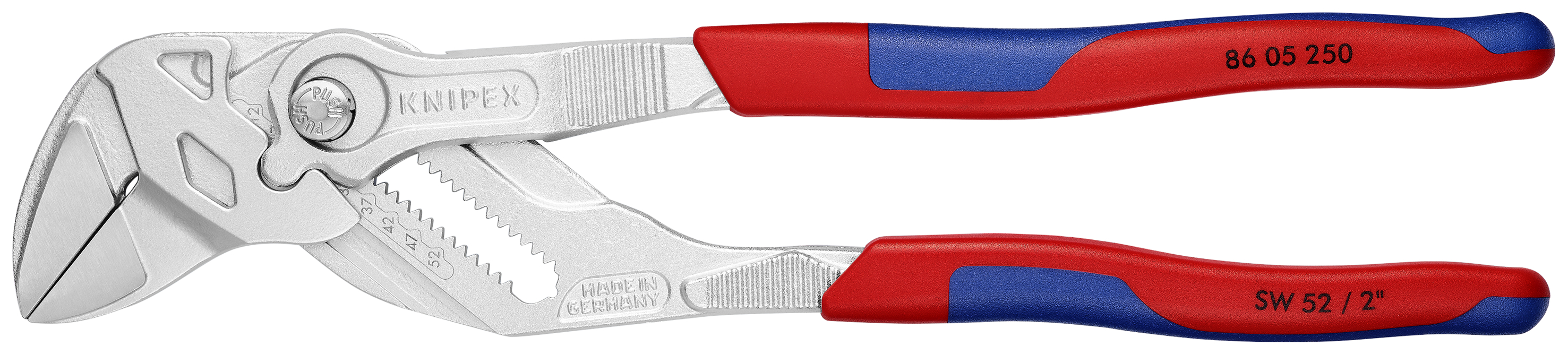 KNIPEX 86 05 250 T BK Pliers Wrench pliers and a wrench in a single tool 250 mm chrome-plated with multi-component grips, with integrated tether attachment point for a tool tether chrome-plated thumbnail 4