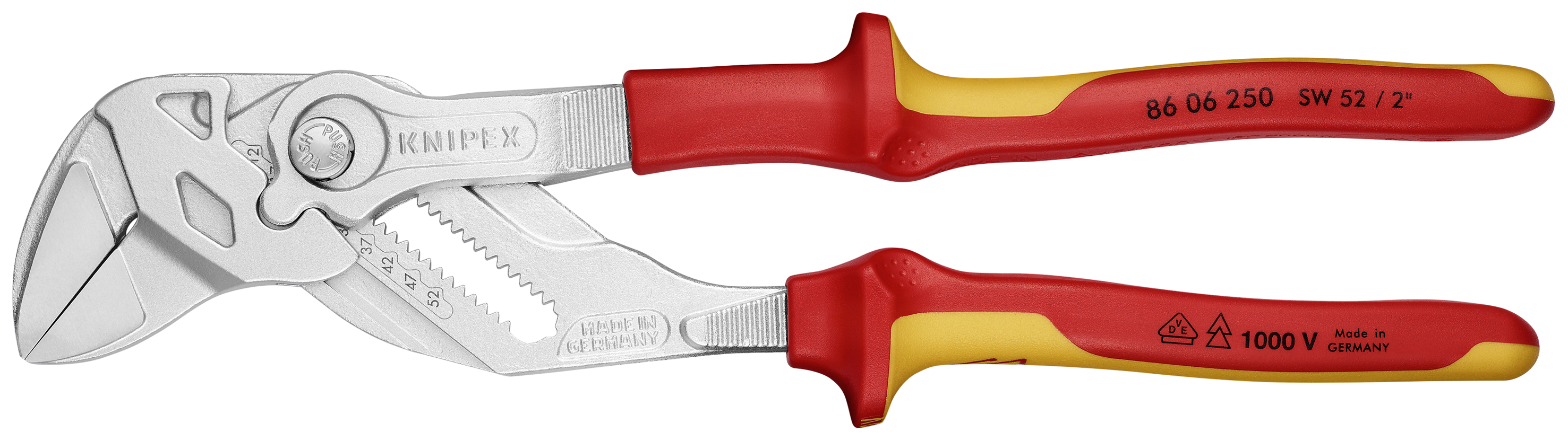 Kìm mỏ lết 10 inch KNIPEX 86 06 250 cán bọc cách điện, mạ phủ crome, VDE 1000V thumbnail 4