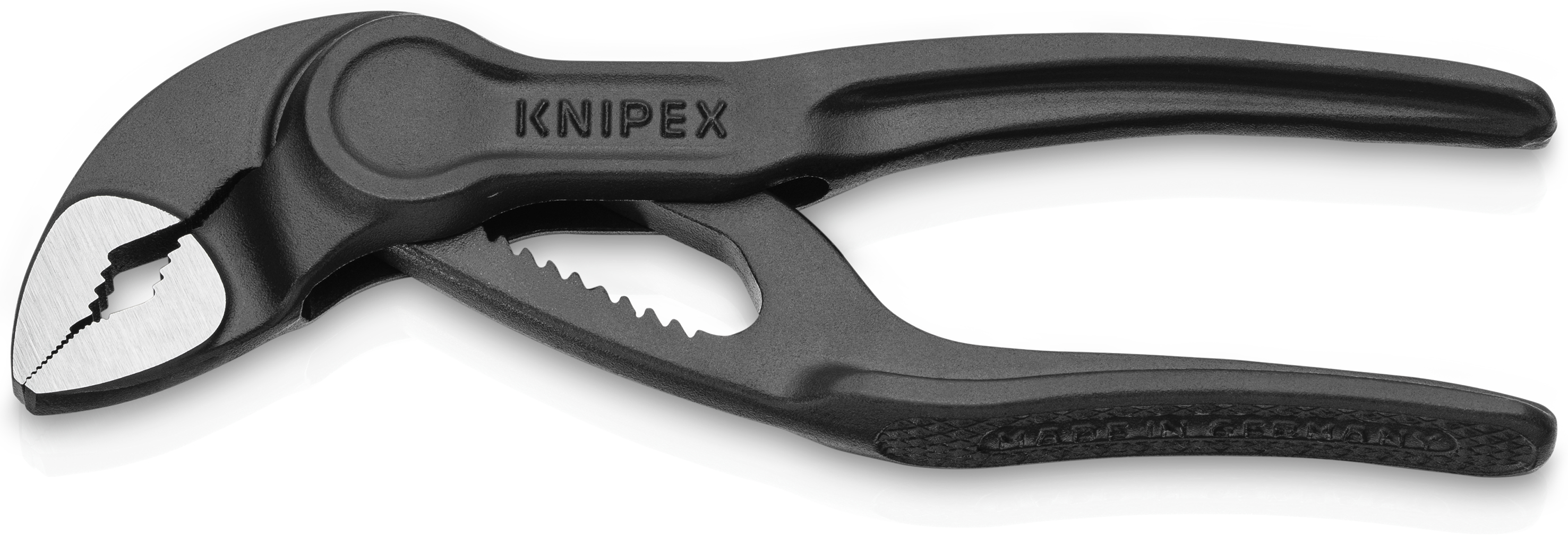 KNIPEX 87 00 100 BK Cobra® XS Pipe Wrench and Water Pump Pliers 100 mm grey atramentized embossed, rough surface polished