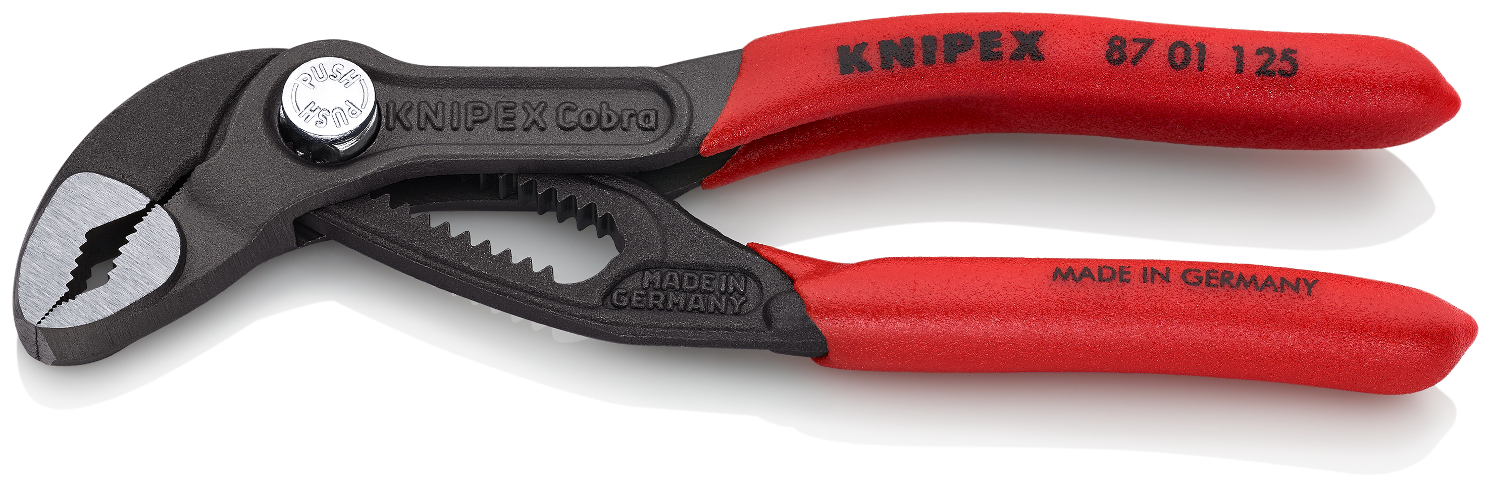 KNIPEX 87 01 125 Cobra® High-Tech Water Pump Pliers 125 mm grey atramentized with non-slip plastic coating polished