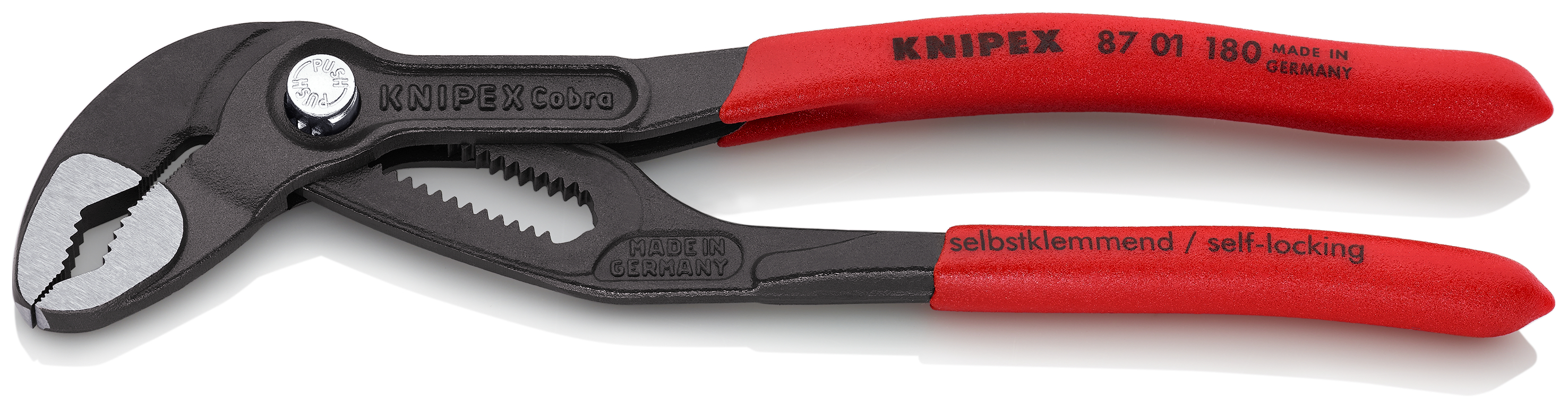 KNIPEX 87 01 180 Cobra® High-Tech Water Pump Pliers 180 mm grey atramentized with non-slip plastic coating polished