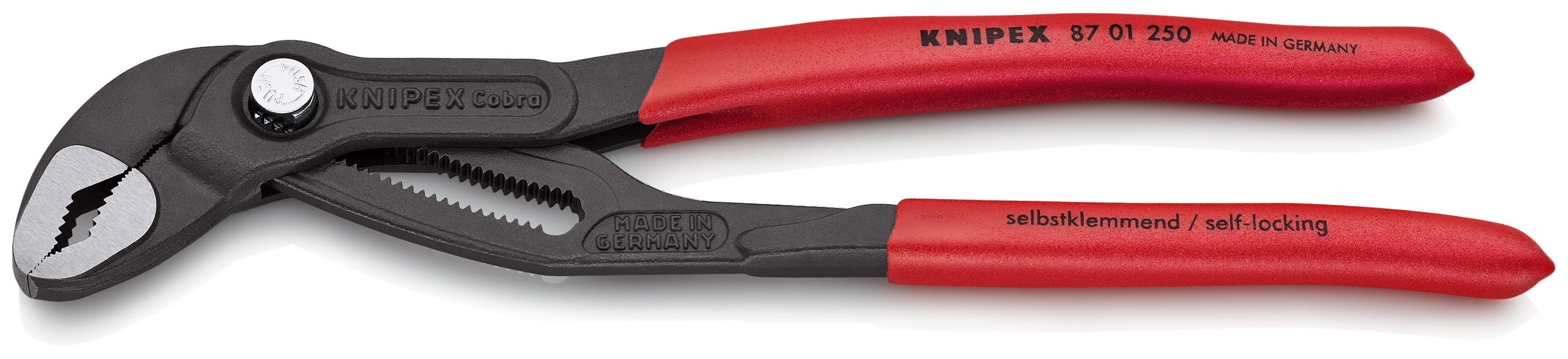 KNIPEX 87 01 250 Cobra® High-Tech Water Pump Pliers 250 mm grey atramentized with non-slip plastic coating polished