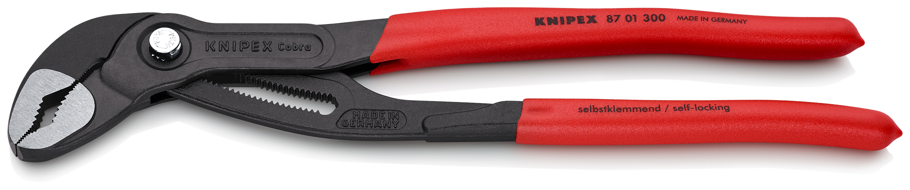 KNIPEX 87 01 300 SB Cobra® High-Tech Water Pump Pliers 300 mm grey atramentized with non-slip plastic coating polished