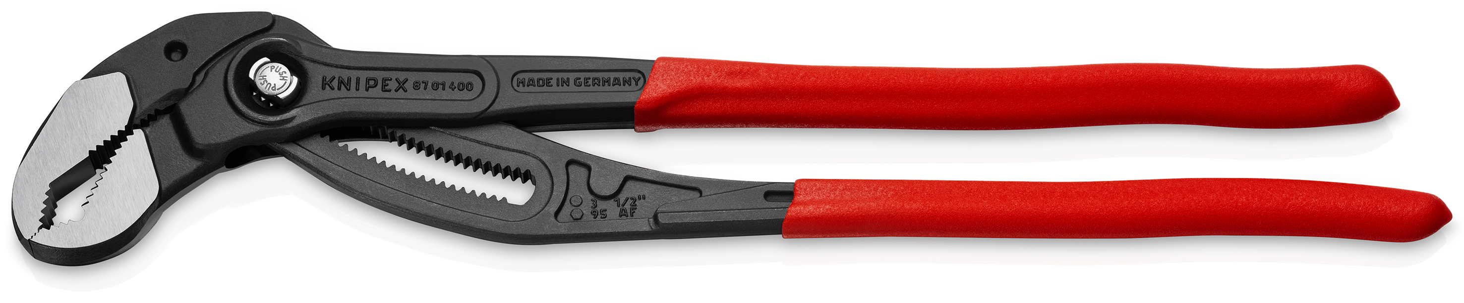 KNIPEX 87 01 400 Cobra® XL Pipe Wrench and Water Pump Pliers 400 mm grey atramentized with non-slip plastic coating polished