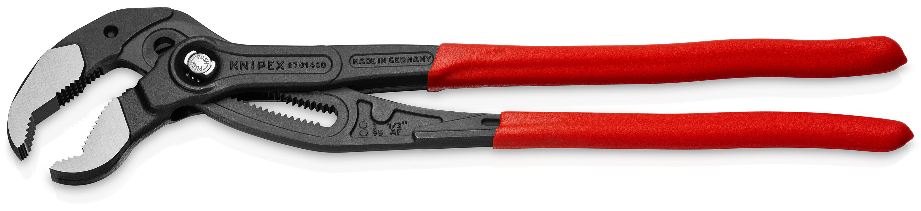 KNIPEX 87 01 400 Cobra® XL Pipe Wrench and Water Pump Pliers 400 mm grey atramentized with non-slip plastic coating polished thumbnail 2