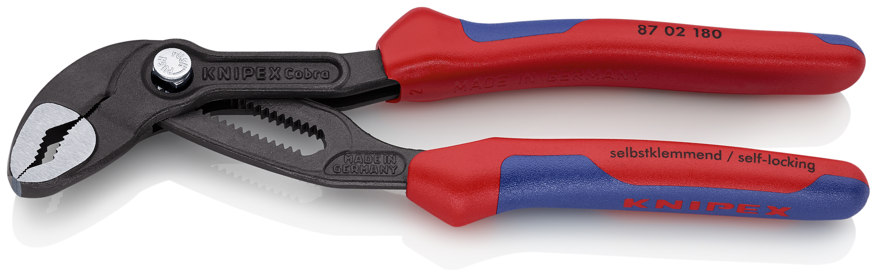 KNIPEX 87 02 180 Cobra® High-Tech Water Pump Pliers 180 mm grey atramentized with comfort handles polished