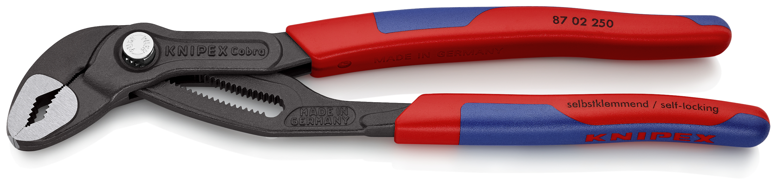 KNIPEX 87 02 250 SB Cobra® High-Tech Water Pump Pliers 250 mm grey atramentized with slim multi-component grips polished
