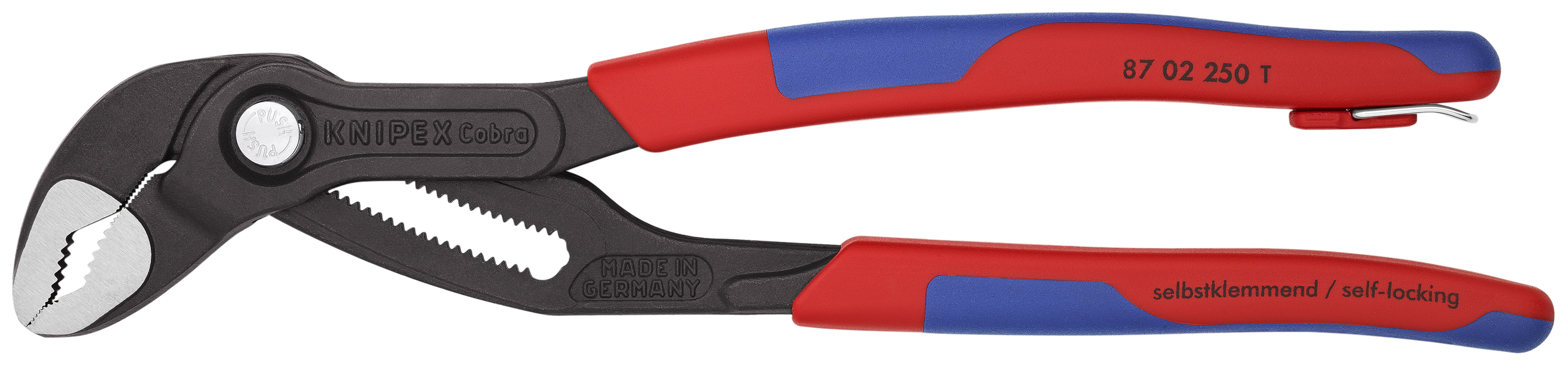 KNIPEX 87 02 250 T Cobra® High-Tech Water Pump Pliers 250 mm grey atramentized with multi-component grips, with integrated tether attachment point for a tool tether polished thumbnail 4
