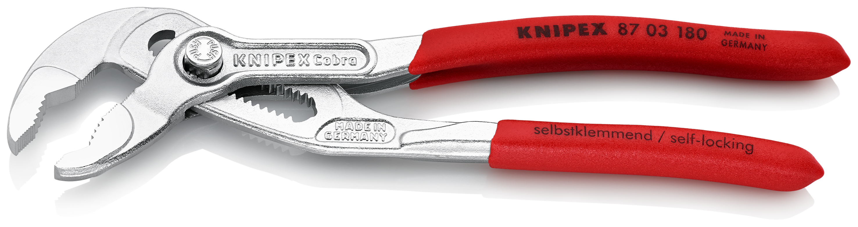 KNIPEX 87 03 180 Cobra® High-Tech Water Pump Pliers 180 mm chrome-plated with non-slip plastic coating chrome-plated thumbnail 2