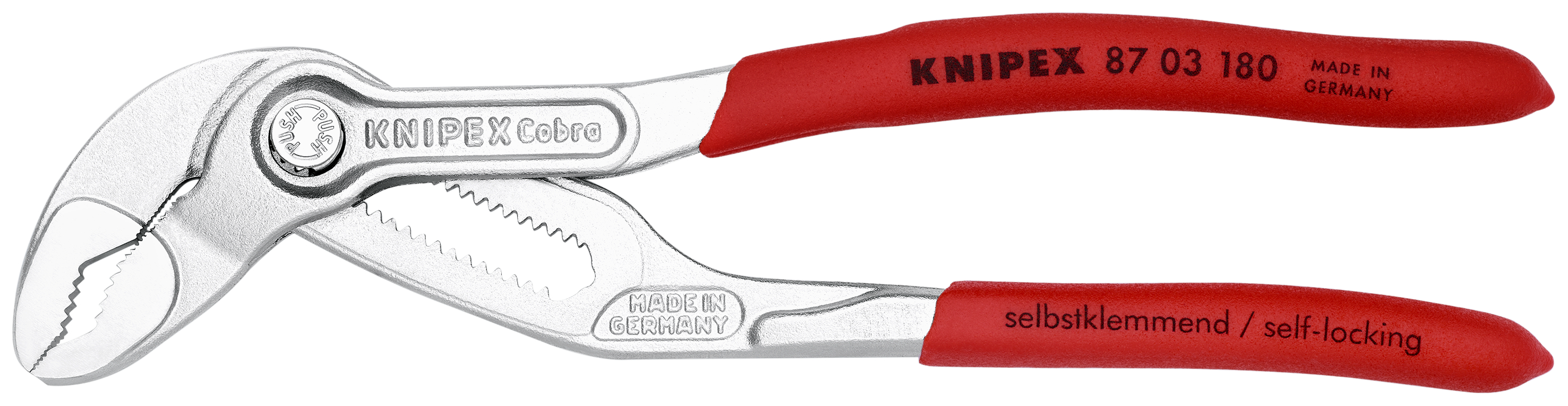 KNIPEX 87 03 180 Cobra® High-Tech Water Pump Pliers 180 mm chrome-plated with non-slip plastic coating chrome-plated thumbnail 3