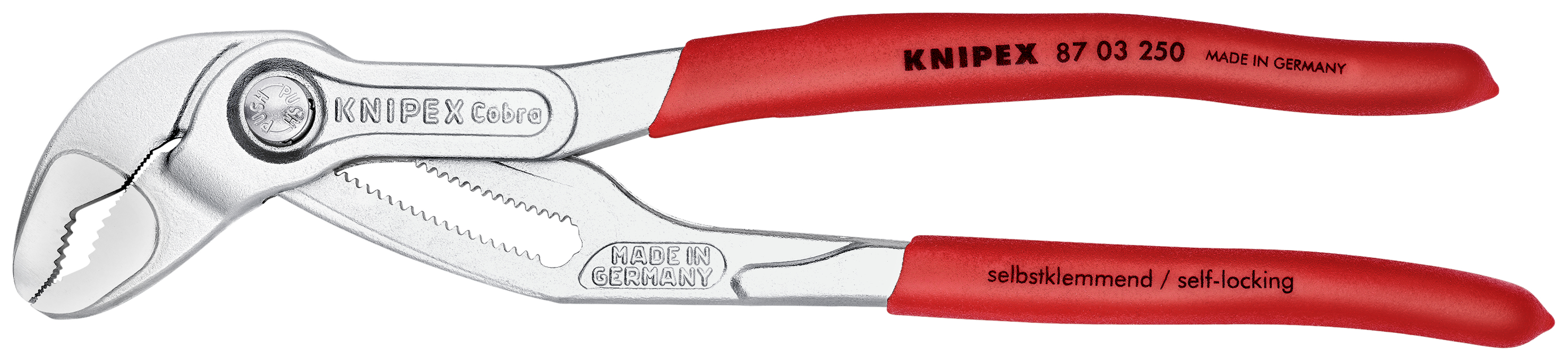 KNIPEX 87 03 250 Cobra® High-Tech Water Pump Pliers 250 mm chrome-plated with non-slip plastic coating chrome-plated thumbnail 4