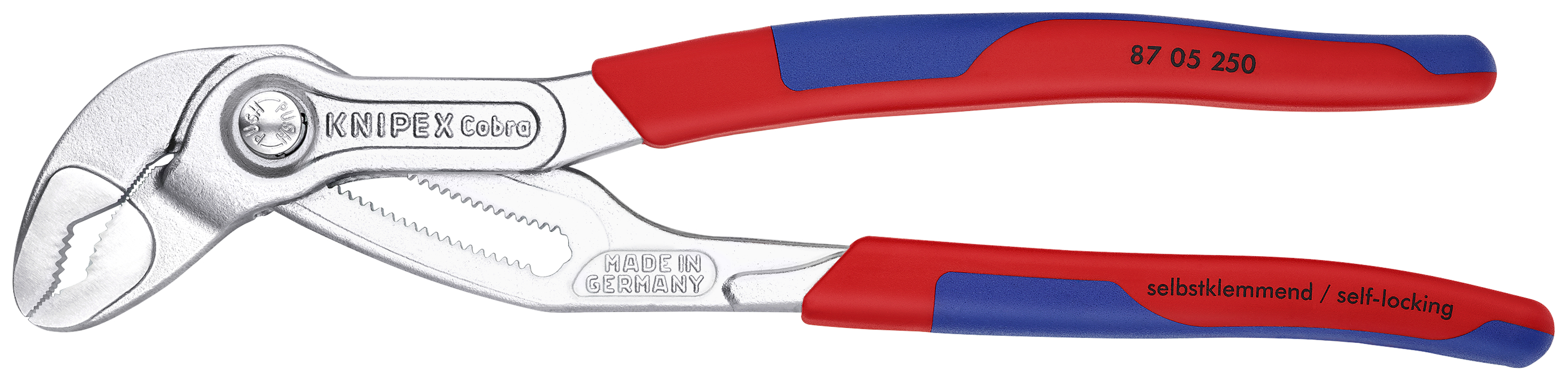 KNIPEX 87 05 250 Cobra® High-Tech Water Pump Pliers 250 mm chrome-plated with slim multi-component grips chrome-plated thumbnail 3