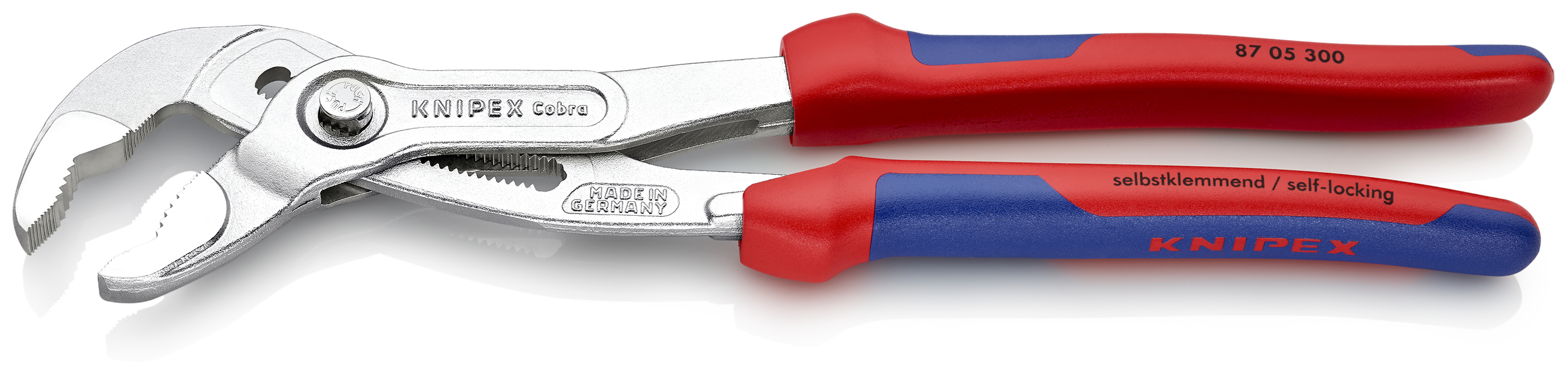 KNIPEX 87 05 300 Cobra® High-Tech Water Pump Pliers 300 mm chrome-plated with comfort handles chrome-plated thumbnail 3
