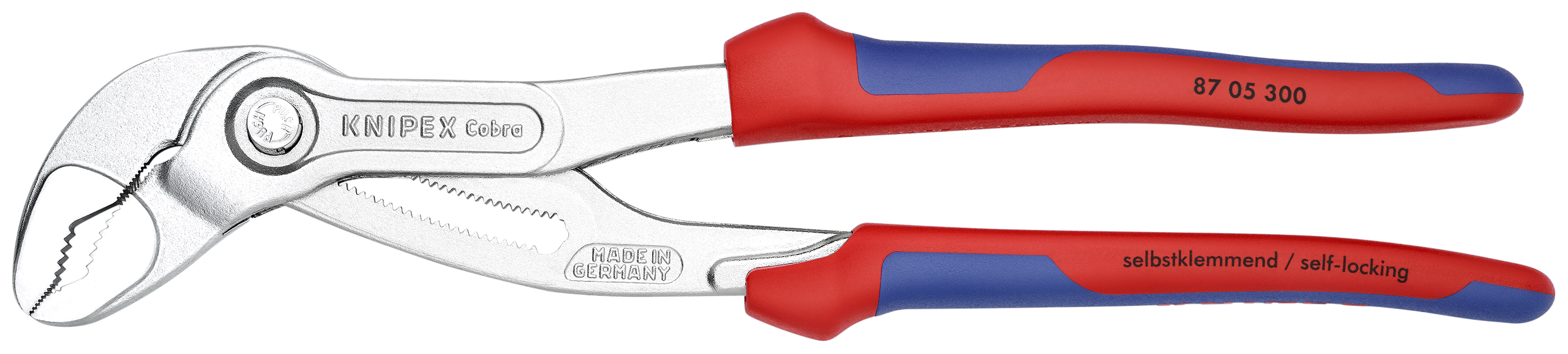 KNIPEX 87 05 300 Cobra® High-Tech Water Pump Pliers 300 mm chrome-plated with comfort handles chrome-plated thumbnail 4