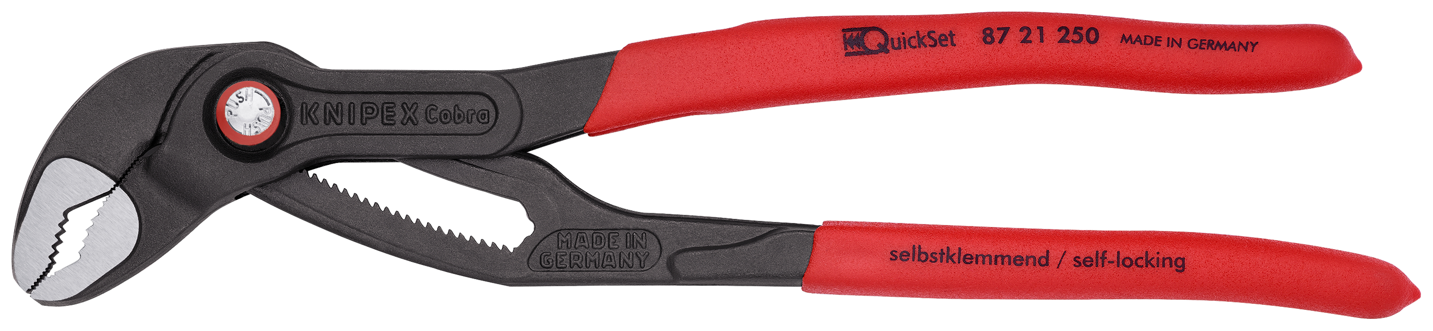 KNIPEX 87 21 250 SB Cobra® QuickSet High-Tech Water Pump Pliers 250 mm grey atramentized with non-slip plastic coating polished thumbnail 3