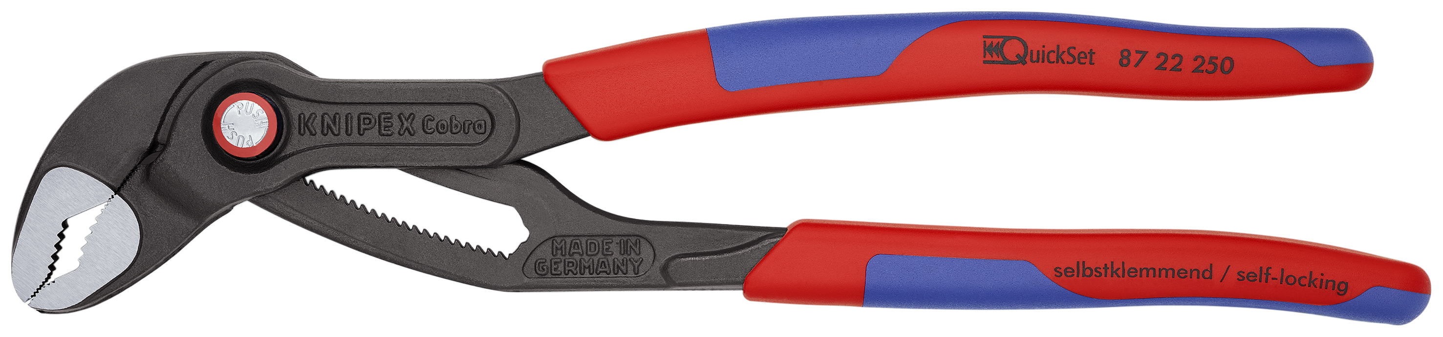KNIPEX 87 22 250 SB Cobra® QuickSet High-Tech Water Pump Pliers 250 mm grey atramentized with slim multi-component grips polished thumbnail 3