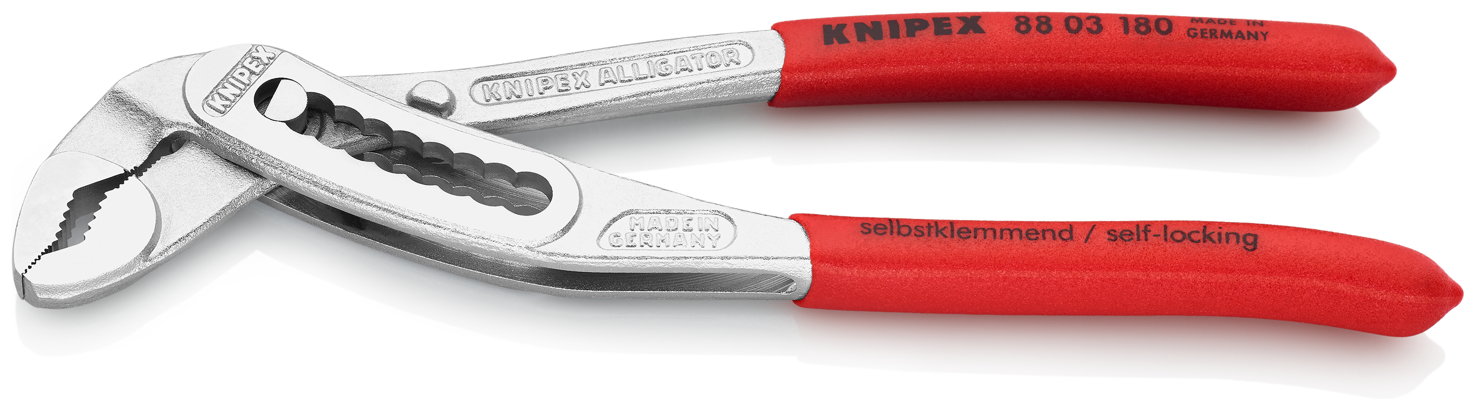 KNIPEX 88 03 180 Alligator® Water Pump Pliers 180 mm chrome-plated with non-slip plastic coating chrome-plated