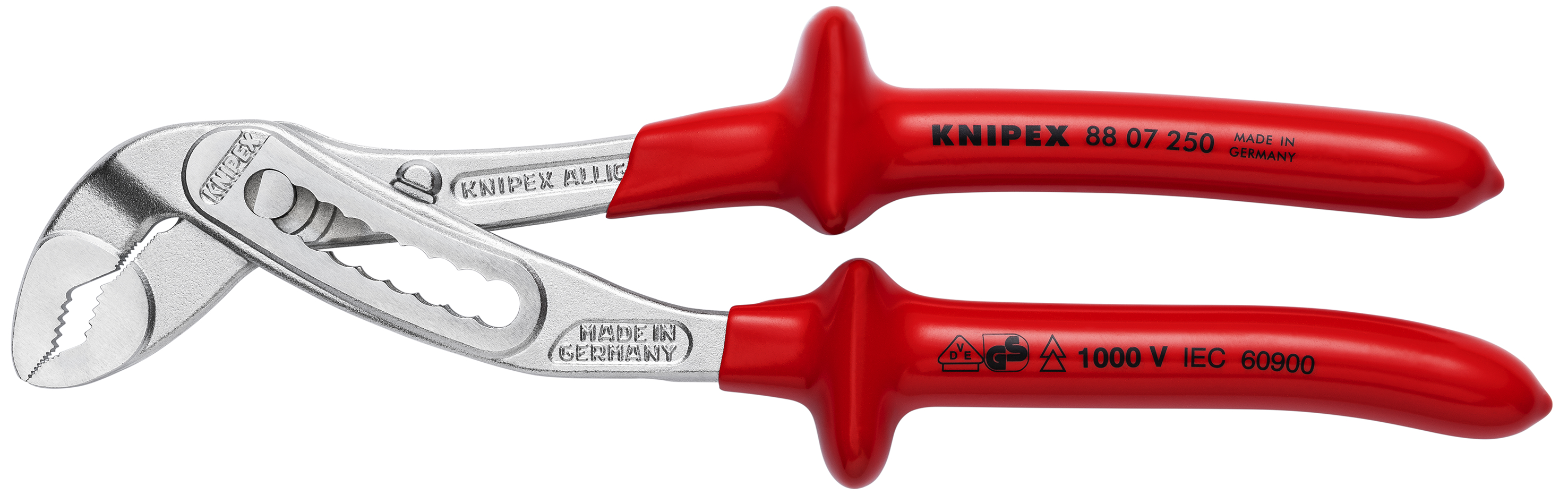 KNIPEX 88 07 250 Alligator® Water Pump Pliers 250 mm chrome-plated with dipped insulation, VDE-tested chrome-plated thumbnail 3