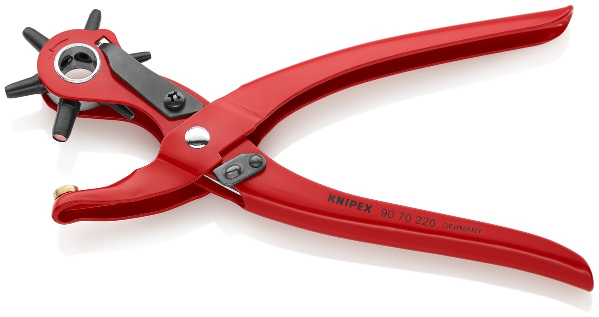 KNIPEX 90 70 220 SB Revolving Punch Pliers 220 mm red powder-coated thumbnail 2