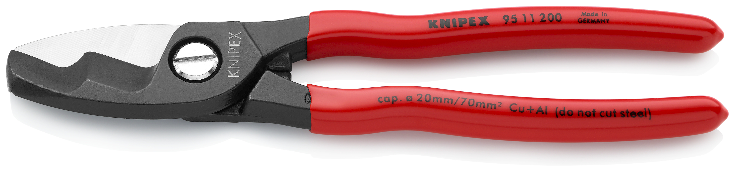 KNIPEX 95 11 200 SB Cable Shears with twin cutting edge 200 mm burnished with plastic coating
