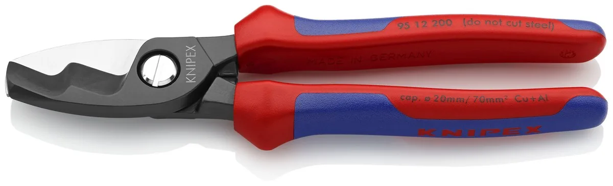 KNIPEX 95 12 200 SB Cable Shears with twin cutting edge 200 mm burnished with comfort handles