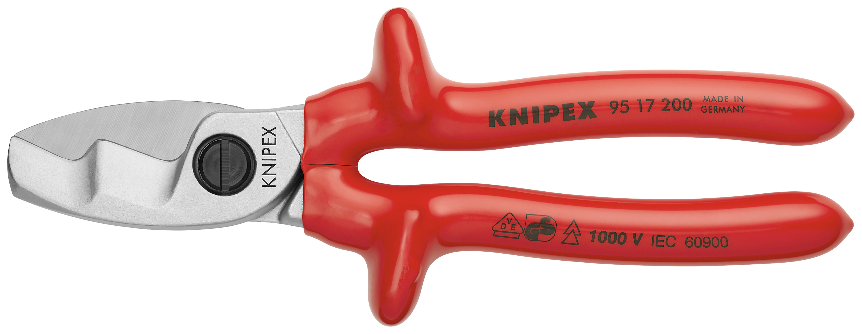 KNIPEX 95 17 200 Cable Shears with twin cutting edge 200 mm chrome-plated with dipped insulation, VDE-tested thumbnail 6