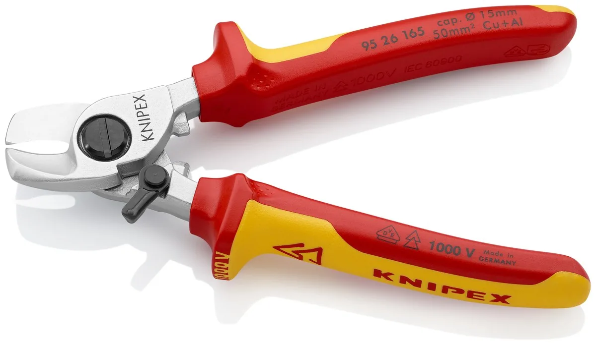 KNIPEX 95 26 165 SB Cable Shears With opening spring 165 mm chrome-plated insulated with multi-component grips, VDE-tested thumbnail 3