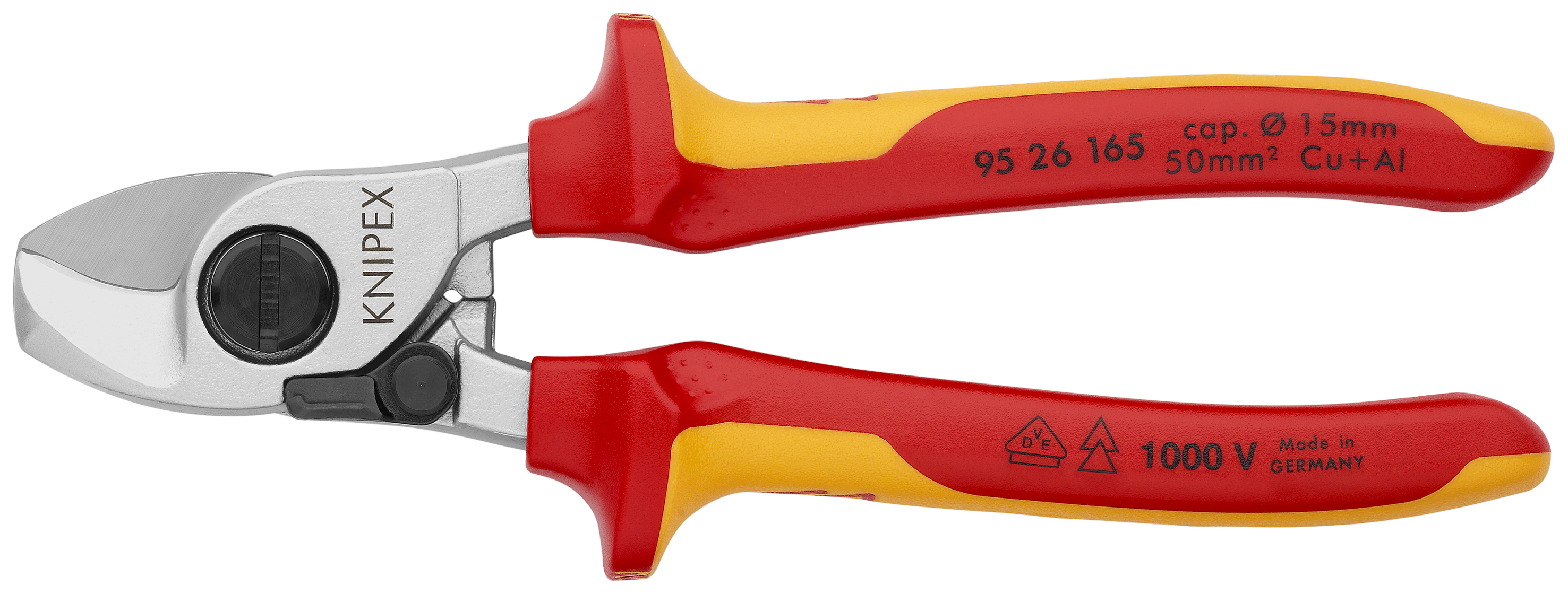 KNIPEX 95 26 165 SB Cable Shears With opening spring 165 mm chrome-plated insulated with multi-component grips, VDE-tested thumbnail 8