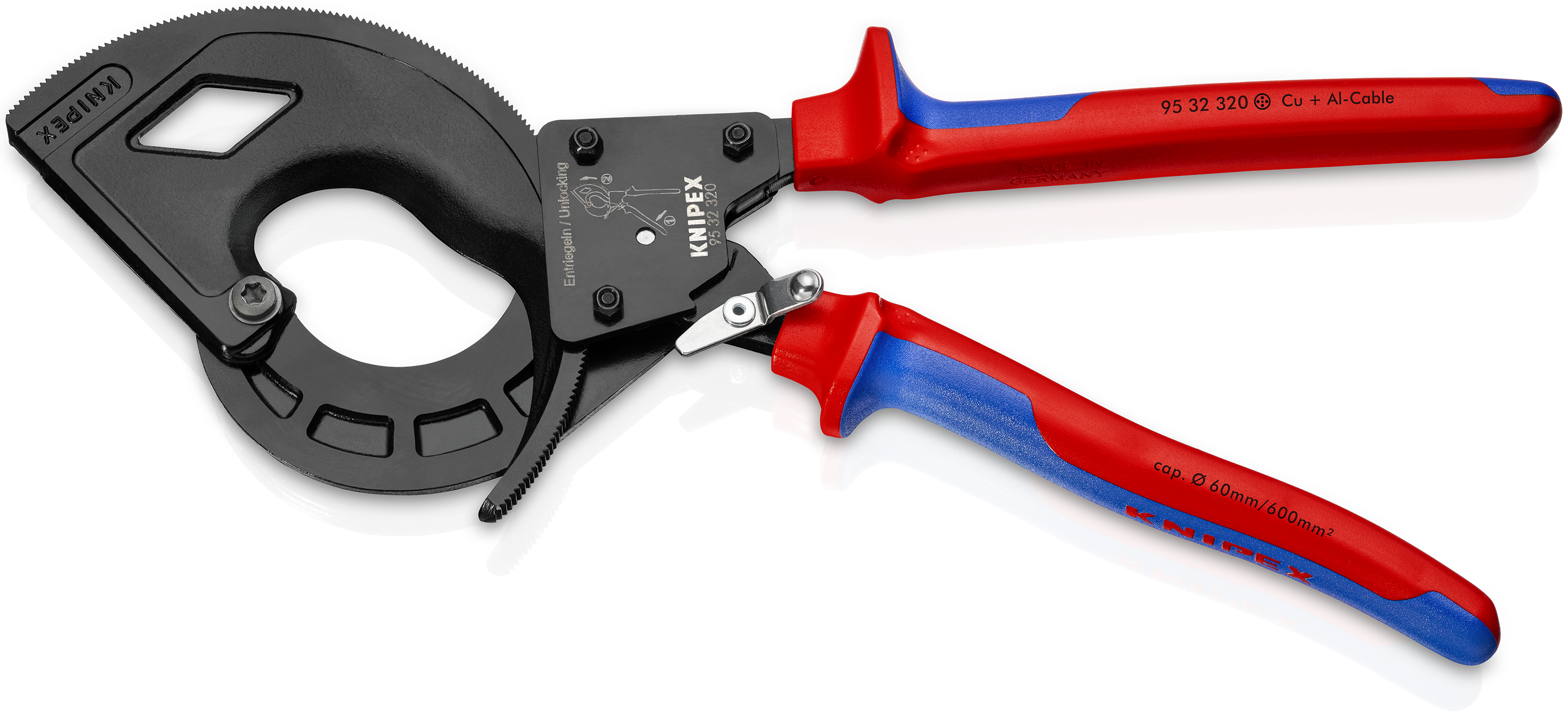 KNIPEX 95 32 320 Cable Cutter (ratchet principle, 3-stage) 320 mm black atramentized with multi-component handles thumbnail 2