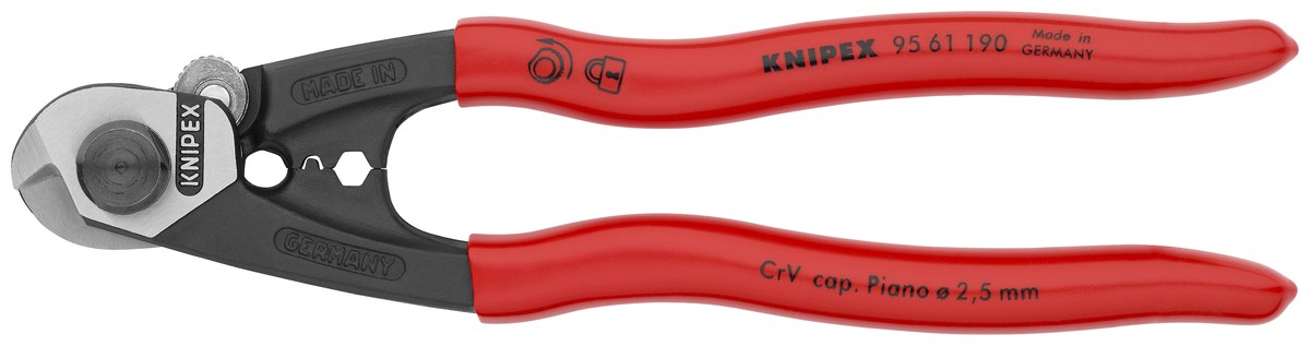 Kìm cắt cáp thép KNIPEX 95 61 190, dài 190mm